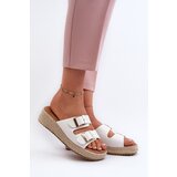 FB1 Women's White Leather Sandals with Woven Eco Leather Zaloemi Cijene