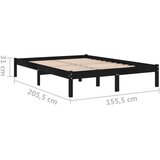  Za krevet od masivnog drva crni 150 x 200 cm 5FT veliki | shoptok.hr