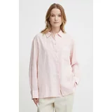 Tommy Hilfiger Lanena srajca roza barva, WW0WW41389