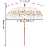 vidaXL Senčnik Krem 210-220 cm Bombažne tkanine & Les & Bambus | Shoptok.si