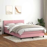 Box spring postelja z vzmetnico roza 140x210 cm žamet, (21792501) | Shoptok.si