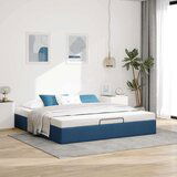 vidaXL Otomanski posteljni okvir brez vzmetnice modro 160x200 cm blago | Shoptok.si