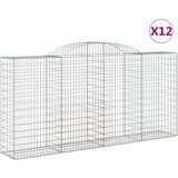 vidaXL Obokane gabion košare 12 kosa 300x50x140/160cm pocinkano železo, (21000366) Cene