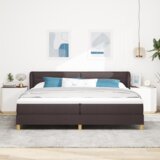  Postelja z vzmetnico - Temno rjava - 200x200 cm - Tekstil, (22052429) | Shoptok.si