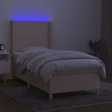  Box spring postelja z vzmetnico LED krem 100x200 cm blago, (20894390) | Shoptok.si