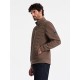 Ombre Lightweight unzipped men's jacket with quilted front - brown Cijene