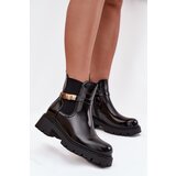 Boto Patent leather ankle boots lined with decorative strap black Vivessa | Shoptok.si