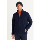 AC&Co / Altınyıldız Classics Men's Navy Blue Anti-pilling Anti-Pilling Standard Fit Bato Collar Sweatshirt Fleece Jacket. Cene
