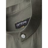 Ombre Men's linen shirt with stand-up collar and pocket REGULAR FIT - khaki | Shoptok.si