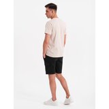 Ombre Men's cotton cargo shorts with elastic waistband - black | shoptok.hr