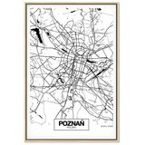  Slika - City Plan: Poznan (1 Part) Vertical 80x120 U prirodnom drvenom okviru | shoptok.hr