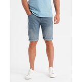 Ombre Men's denim shorts with rolled up leg - light blue | shoptok.hr