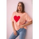 Kesi Cotton blouse with salmon heart print Cene