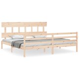 The Living Store Posteljni okvir z vzglavjem 200x200 cm trden les - Posteljni Okvir, (21525442) | Shoptok.si