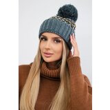  Cap with a pompom Ellen K325 dark grey+yellow Cene