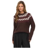 Vila Puloverji Toni Knit - Coffee Bean/Port Royal Kostanjeva Cene