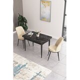 Hanah home trpezarijski set Nil, sto i 2 stolice, ploča u dekoru crnog mermera, krem tkanina Babyface | Eponuda.com