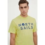 North Sails Bombažna kratka majica moška, rumena barva, 692973