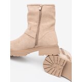 Shelvt Stylish jen-beige ankle boots with decorative buckles | shoptok.hr