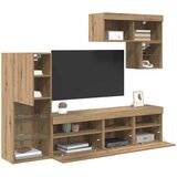 TV zidne jedinice 6 pcs Umjetnički hrast Konstruirano drvo | shoptok.hr
