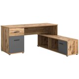 MID.YOU Kotna Pisalna Miza Mason, Barva Hrasta, Siva | Shoptok.si