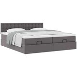 vidaXL Otomanski posteljni okvir z vzmetnicami siv 200x200cm um. usnje | Shoptok.si