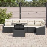  Sjedeća garnitura za vrt 7 kom. Crna i Krema poliratan 55 x 55 x 37 cm | shoptok.hr