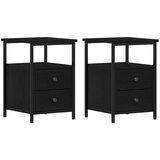 vidaXL Nočne omarice 2 kosa črni hrast 34x35,5x50 cm inženirski les | Shoptok.si