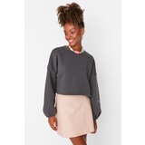 Trendyol Smoked Oversize Crop Sleeve Printed Raised Knitted Sweatshirt Cene