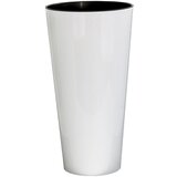 Prosperplast saksija visoka sjajna sa uloškom - bela S449 / 15×29 cm