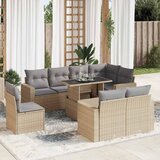 Maison Chic Seti vrtnega pohištva - Vrtna garnitura 9-delna z blazinami bež poli ratan, (21797505) | Shoptok.si