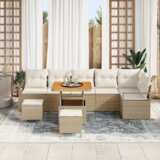 vidaXL 9 Dijelni Vrtni Sofe Set s Jastučićima Bež Poli Ratan Akacija | shoptok.hr