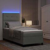  LED Box Spring Krevet Svijetlo siva 90 x 190 cm Baršun Svjetlosiva | shoptok.hr
