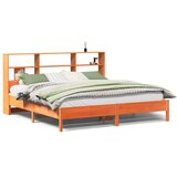 vidaXL Knjižna postelja brez vzmetnice vošč. rjava 200x200 cm borovina, (21532249) | Shoptok.si