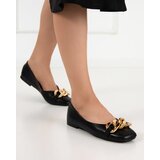 Resti Black women's eco-leather ballerinas with golden gassi decoration - shoes | Shoptok.si