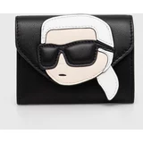 Karl Lagerfeld Usnjena denarnica ženska, črna barva, 245W3214