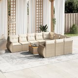 Maison Chic Seti vrtnega pohištva - Vrtna garnitura - Vrtni pohištvo set 11-delna z blazinami bež poli ratan, (21816084) | Shoptok.si