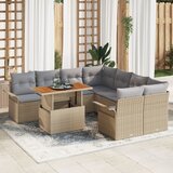 vidaXL 9 dijelni vrtni sofa set s jastucima bež poliratan akacije Cijene
