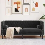 Dvosjed Chesterfield s jastučićima crni baršunasti