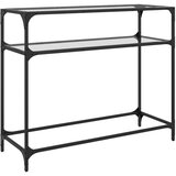 vidaXL Konzolna mizica s stekleno površino 98x35x81 cm jeklo | Shoptok.si