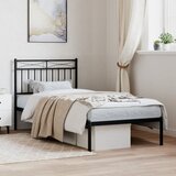  Metalni okvir za krevet s uzglavljem crni 90x190 cm | Eponuda.com