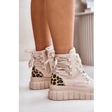 EVENTO Women's platform ankle boots with decorative lacing Leopard light beige Edidda | Eponuda.ba