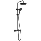 Sapho Mat crni mjedeni set za tuš kabinu s termostatskim ventilom s glavom za tuš/sa ručnim tušem 131 cm Solaris – | shoptok.hr