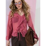 Sinsay Lepršava košulja bluza s volanima i vezanjem | shoptok.hr