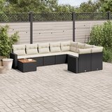 vidaXL 10-dijelni set vrtnih sofa s jastucima crni od poliratana | shoptok.hr