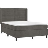  Box spring postelja z vzmetnico temno siva 140x200 cm žamet, (20846604) | Shoptok.si