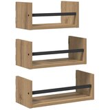  Set zidnih polica s policom 3 pcs Umjetnički hrast 40x16x14cm | shoptok.hr