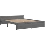  Okvir za krevet od masivnog drva sivi 135 x 190 cm bračni | shoptok.hr