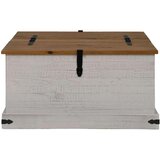 vidaXL Skrinja za shranjevanje HALDEN bela 91x91x47cm Masivni les, bor | Shoptok.si