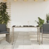  Vrtni stol sa staklenom pločom sivi 115x54x74 cm od poliratana | Eponuda.com
